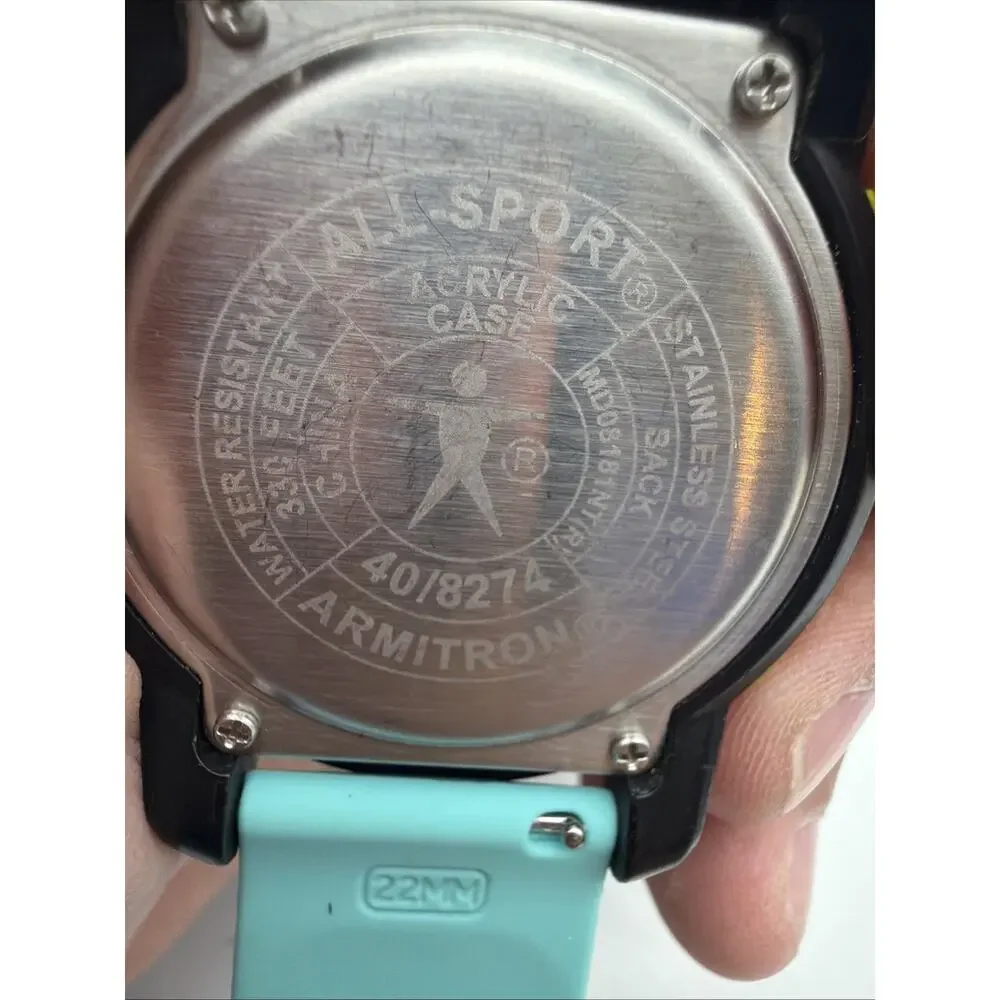 Armitron All Sport Y2K Digital Watch Rare 330ft Water Resistance Neon 40/8274